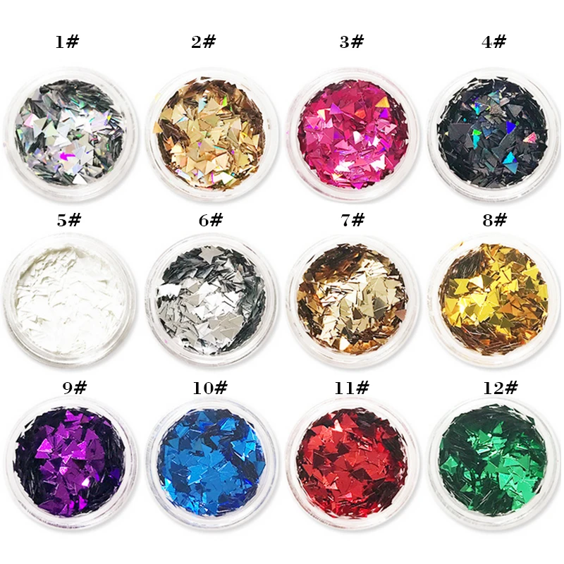 2g/Box Holographic Shining Triangle Nail Glitter Sequins Uv Gel Polish French Tips Stickers DIY 3D Art Decoration|Блестки для ногтей|