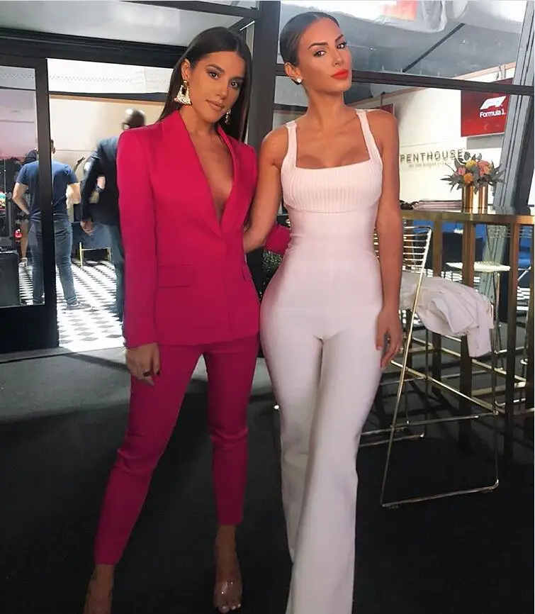 Summer Style Sexy O Neck Red White Bandage Jumpsuit 2019 Elegant Knitted Designer | Женская одежда