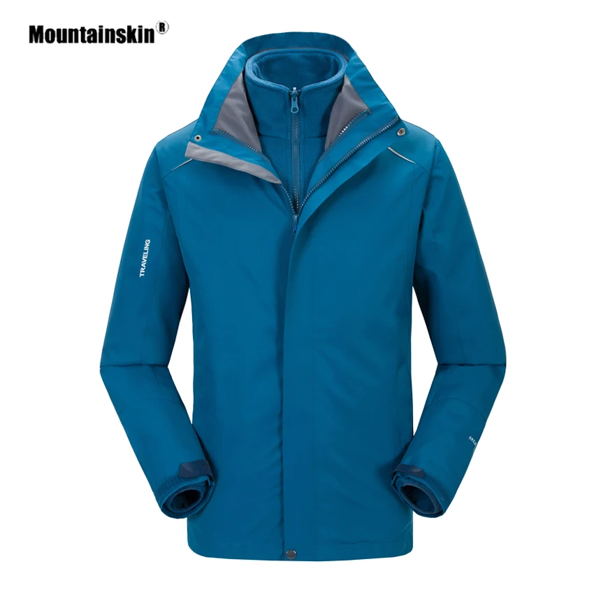Mountainskin Men Women's Outdoor 2 pieces Jacket Autumn Winter Camping Hiking Fleece Windbreaker Suit Hooded Thick Jackets VA448 | Спорт и