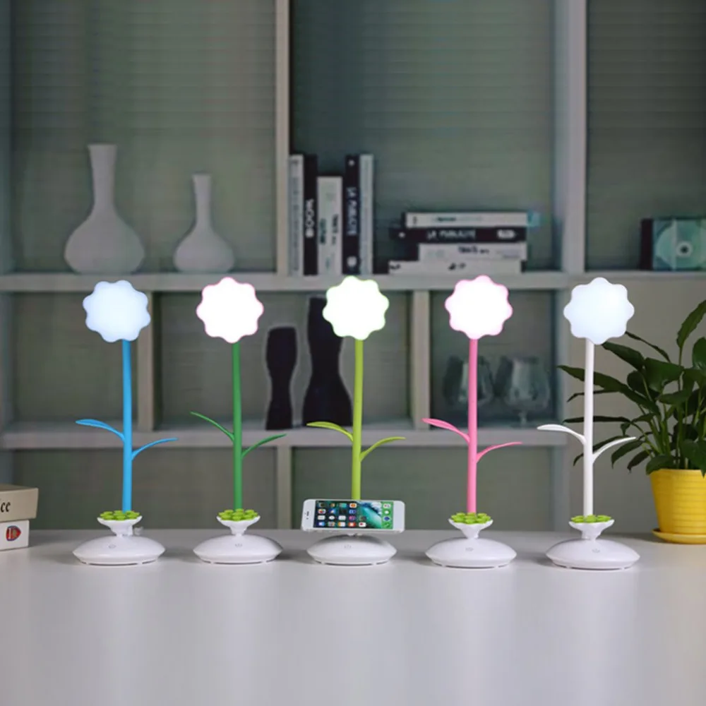 LED charging desk lamp mobile phone bracket learning small table retractable folding sun flower station | Лампы и освещение