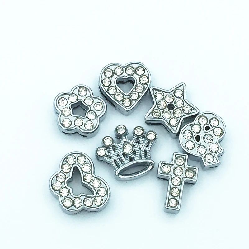 New arrivals mix style clear rhinestone slide charms fit 8mm Wristbands Belts key chain DIY accessory wholesales free shipping | Украшения