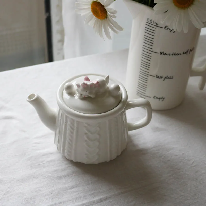 Кошка Мэри керамический чайный горшок с котом из шерстяной пряжи и кошки маленькая розовая чайная чашка милый Catoon фарфор