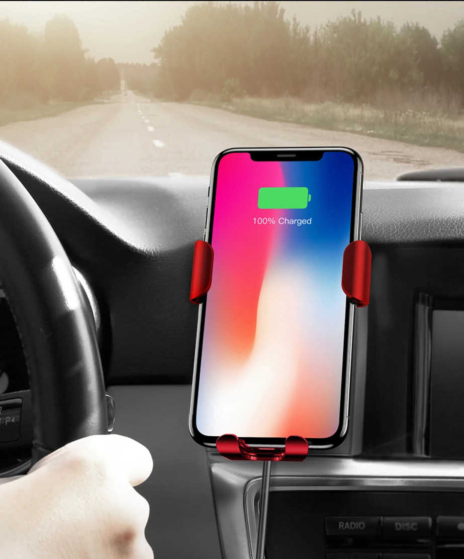 Baseus 10 Вт Беспроводное зарядное устройство Автомобильный держатель для iPhone X 8 samsung Note8 S8 QI Беспроводное зарядное устройство автомобильное крепление держатель для телефона Подставка