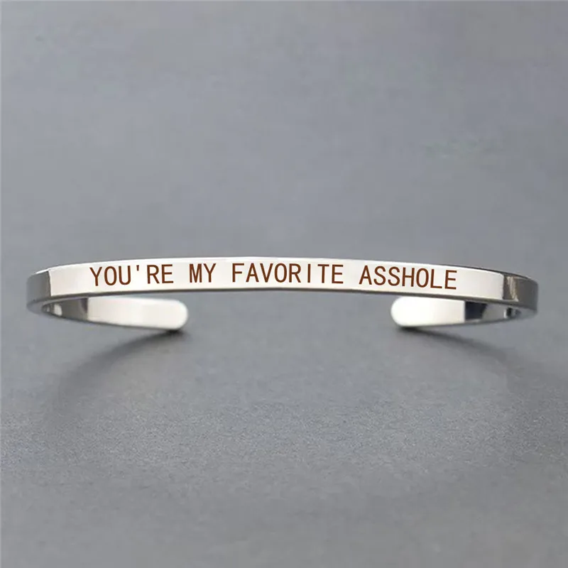 SILVER Браслет для пары YOU'RE MY FAVORITE с гравировкой, персонализированный Браслет-манжета, женские модные ювелирные изделия, подарок на День святого Валентина для влюбленных - Окраска металла: SILVER