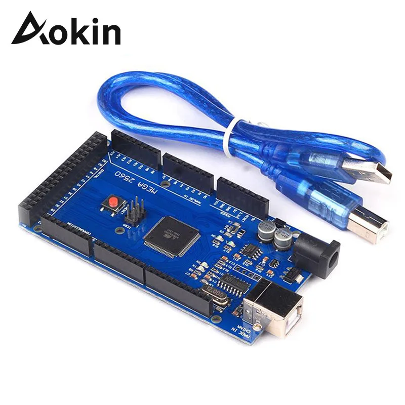 Плата Aokin Mega 2560 R3 с USB кабелем для Arduino UNO MEGA2560 MEGA ATmega2560 16AU CH340G AVR|Детали и аксессуары