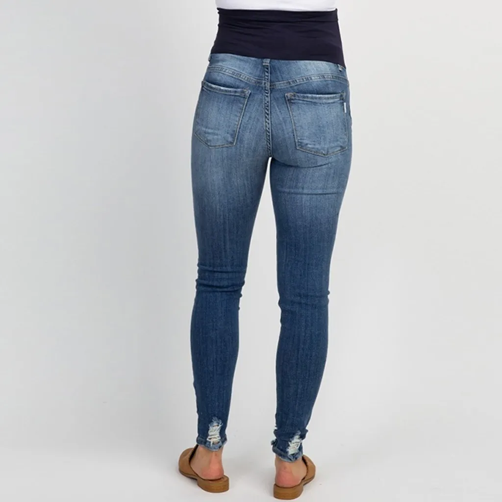 

Maternity Women Pants Pregnant Woman Ripped Jeans Maternity Pants Trousers Nursing Prop Belly Legging Pregnant Women Jeans