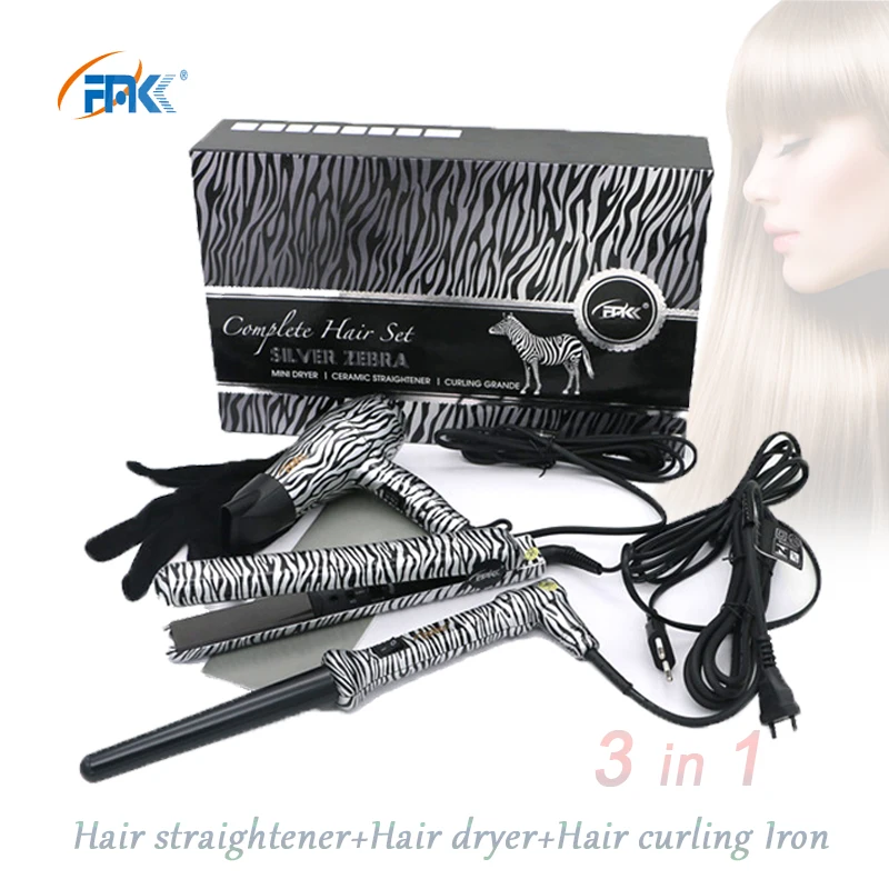 2017 выпрямитель для Волос утюг + фен Щипцы Для Завивки Профессиональный