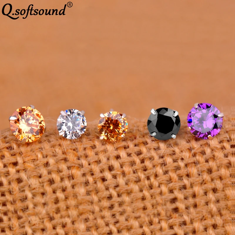 Real 925 Sterling Silver Stud Earrings For Women Hearts&ampArrows Zircon Kids Girls Korean Jewelry Earings Studs Accessory QE0304 |