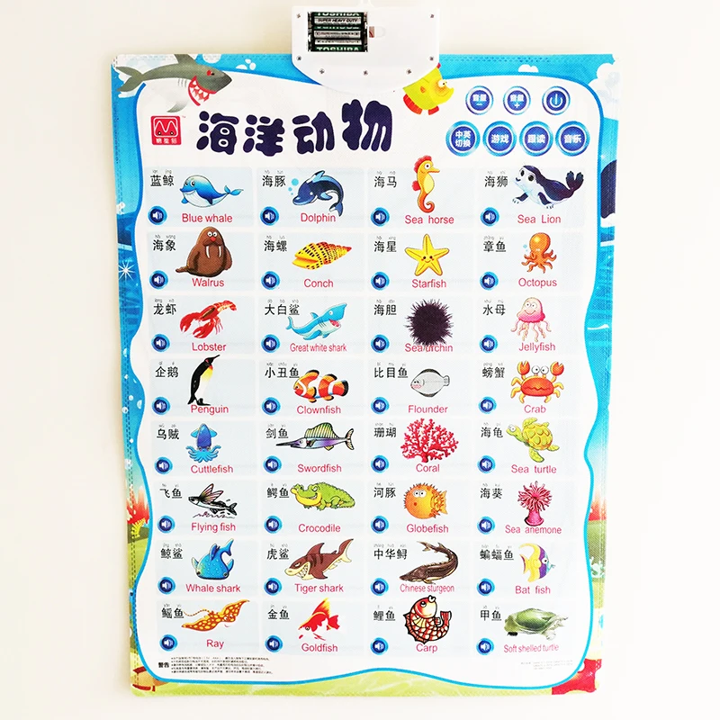 Аудио двуязычные животные флип диаграмма (Двусторонняя) английский и китайский