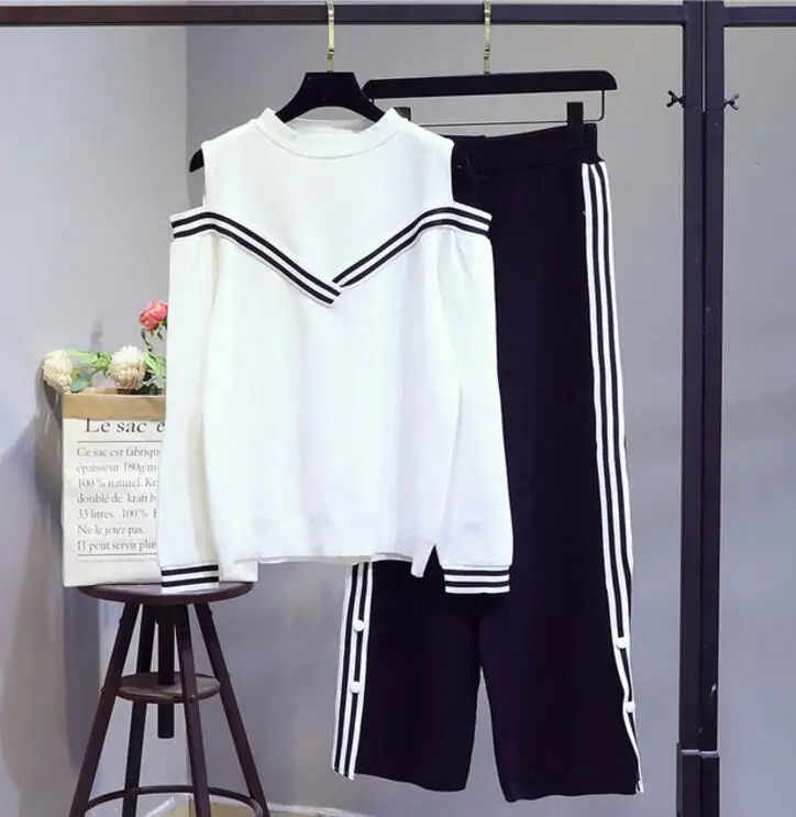 Женский комплект из двух предметов свободный свитер с длинным рукавом и