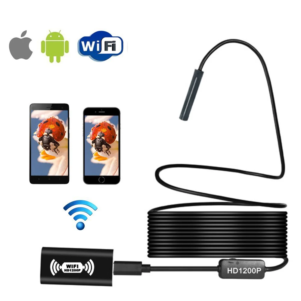 JCWHCAM камера для осмотра эндоскопа 8 мм 1200P Полужесткий эндоскоп Wi Fi Бороскоп