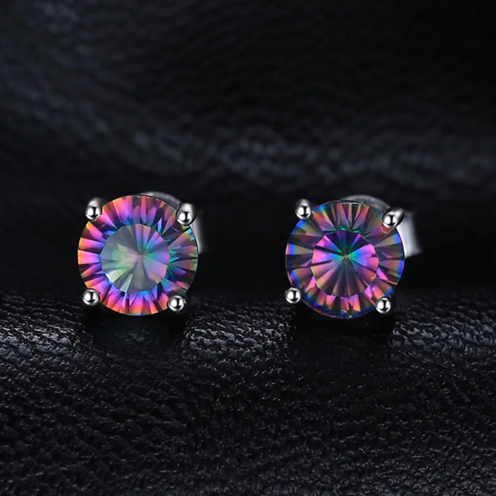 Jewelrypalace классический 2ct Natural Mystic Радужный топаз круглые серьги из натуральной 925