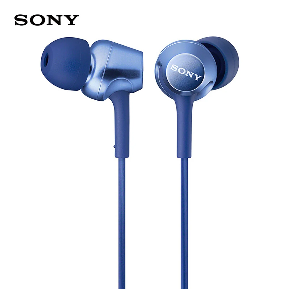 SONY MDR-EX255AP наушники 3,5 мм проводные наушники музыкальные наушники гарнитура Hands-free линейный контроль наушники с микрофоном