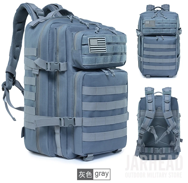 Темно-синий Тактический штурмовой рюкзак 3P EDC Molle, мужской рюкзак для занятий спортом на открытом воздухе, альпинизмом 45L, охотничьей походной Оксфордской сумкой