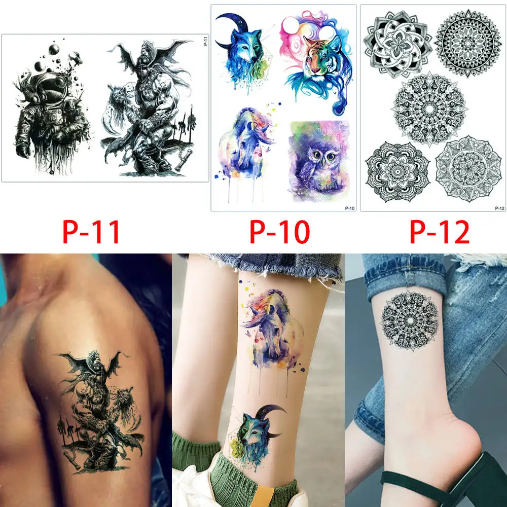 Set P 04 Glaryyears, 3 шт./лот, акварельные Временные татуировки для тела, маленькая наклейка с изображением, для женщин, мужчин, руки, шею, искусство, водонепроницаемый P - Цвет: Set P 04