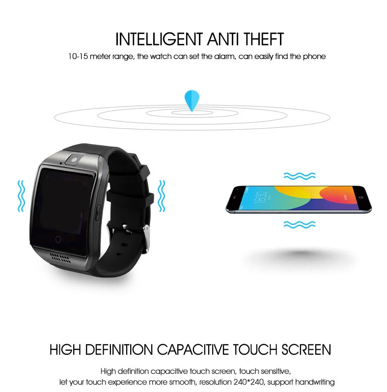 Смарт-часы Q18 Bluetooth с sim-картой TF, умные часы, шагомер, монитор сна, камера для IOS, Android, спортивные часы для мужчин wo men