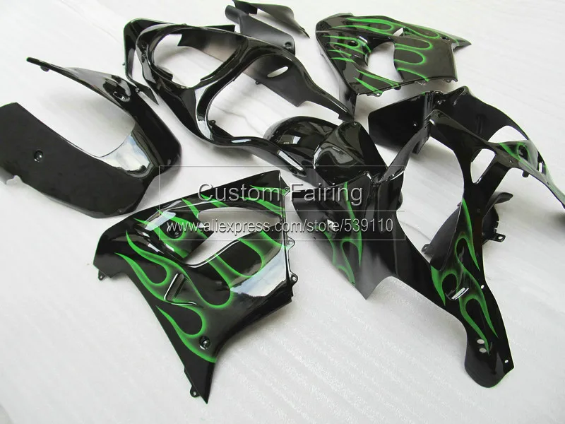Пластиковый комплект обтекателей для мотоцикла Kawasaki ZX9R Ninja zx 9r 2000 2001 00 01 green falmes 7