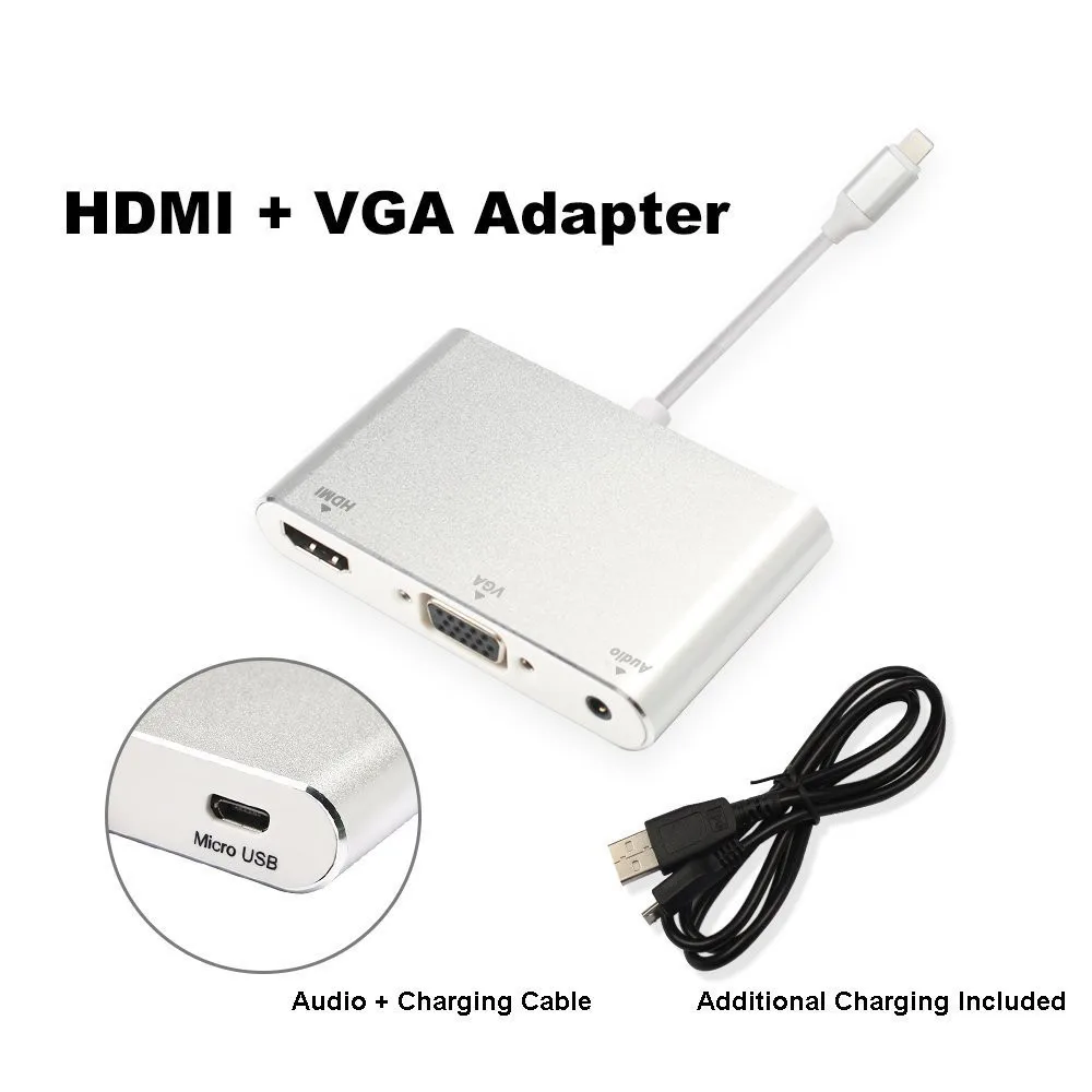Цифровой адаптер HDMI / VGA AV для iPhone Pro 11 X Max 8 7 plus 6 iPad проектора монитора | Компьютеры