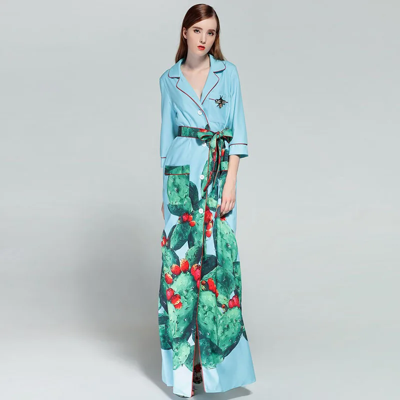 Платье взлетно-посадочной полосы моды 2017 Для женщин Элегантный Винтаж осень-зима