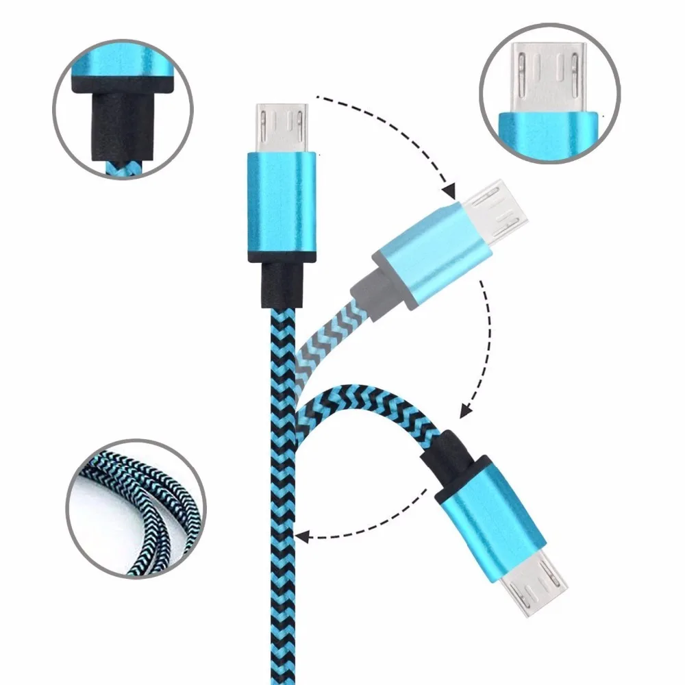 KUYIA 1 м Плетеный USB 2 0 A к Micro B кабель для синхронизации данных зарядный цветной