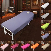 1pcs polyester cosmetic beauty salon sheets spa massage treatment bed table cover sheets with hole sabanas 9 colors