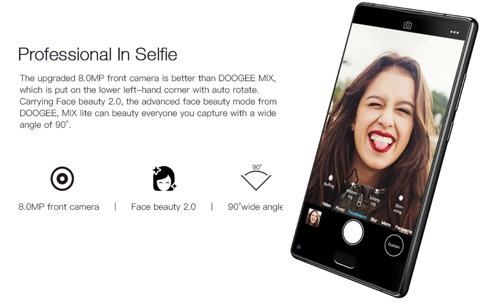 DOOGEE MIX Lite, 2 Гб+ 16 ГБ, 5,2 HD дюймов, Безрамная задняя двойная камера, фронтальная, отпечаток пальца ID, MT6737, четырехъядерный, 3080 мАч, 4G мобильный телефон
