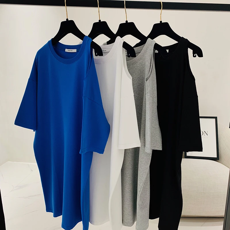 Женская футболка из хлопка повседневная трикотажная с коротким рукавом и