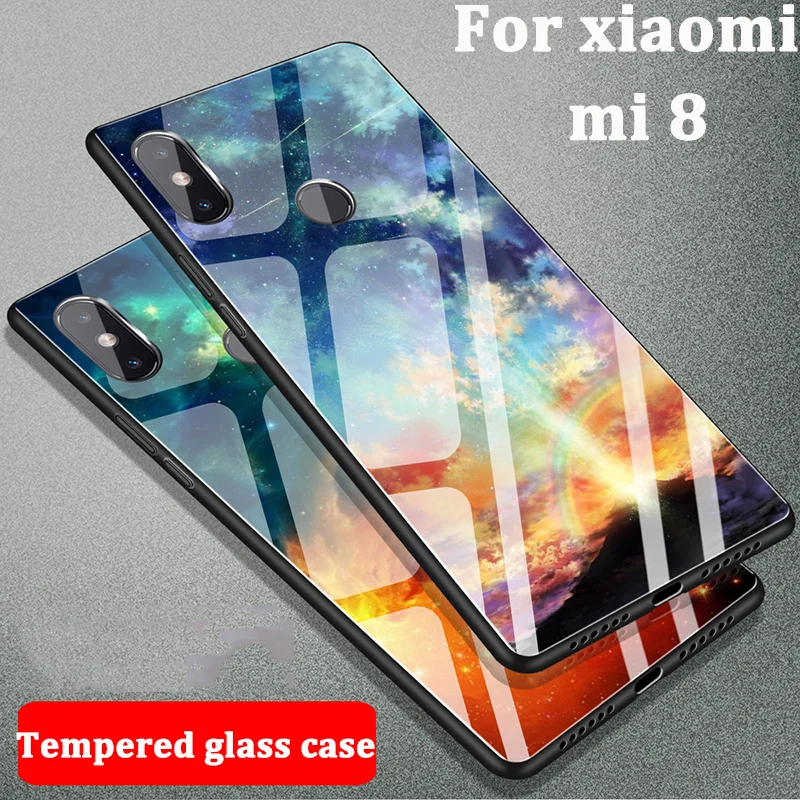 Чехол для xiaomi mi 8 чехлы телефонов Модный чехол из закаленного стекла mi8 xiao