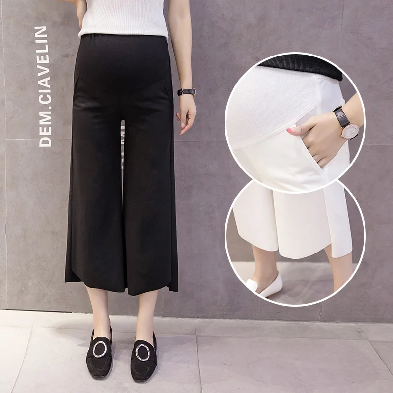 Весенние Беременные женщины свободные штаны стрейч вязаный шифоновый брюки для