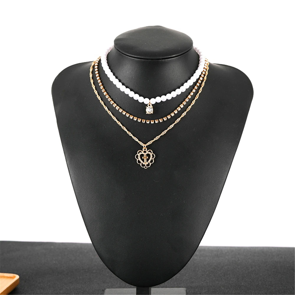 Очень красивое ожерелье Три в одном ювелирное изделие полный жемчуг сверкающие