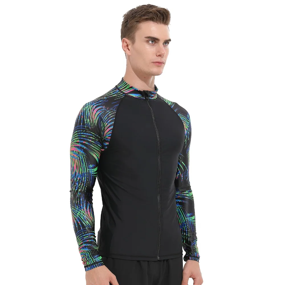 Мужская рубашка с длинным рукавом SBART черная высоким принтом защитой шеи и