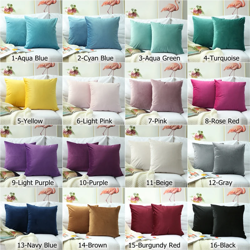 

Soft Solid Velvet Cushion Cover Luxury Throw Pillow Cover Case Decorative Sofa Pillow Case Sofa Car Cushion Cover(1 Piece)