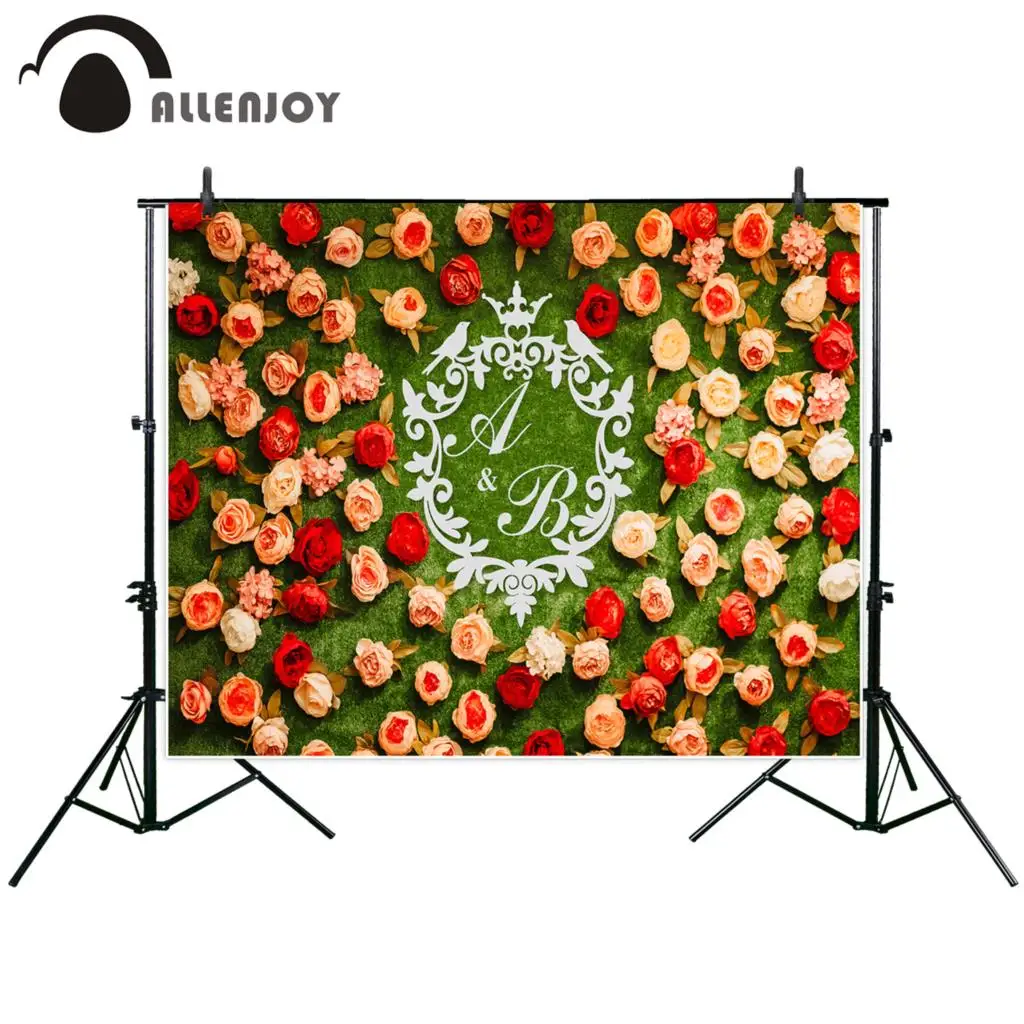 Allenjoy фон для фотосъемки зеленый газон цветы Красочные розы boxwood Свадебные обои |