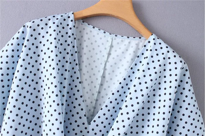 2019 новое летнее платье в горошек с v образным вырезом и принтом стиле ретро