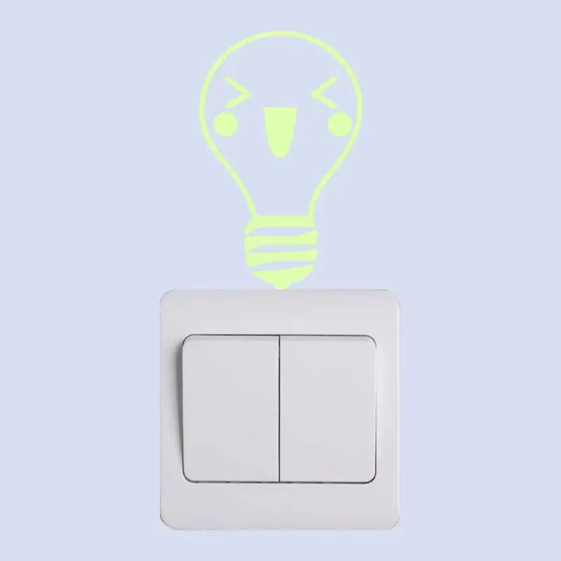 Забавная мультяшная лампочсветильник светящаяся наклейка с переключателем