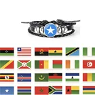 Браслет из бисера для мужчин и женщин, кожаный браслет со стеклянным кабошоном и бисером, с изображением национального флага Восточной Африки и Сейшельских Островов, сов, Эритреи, BIOS