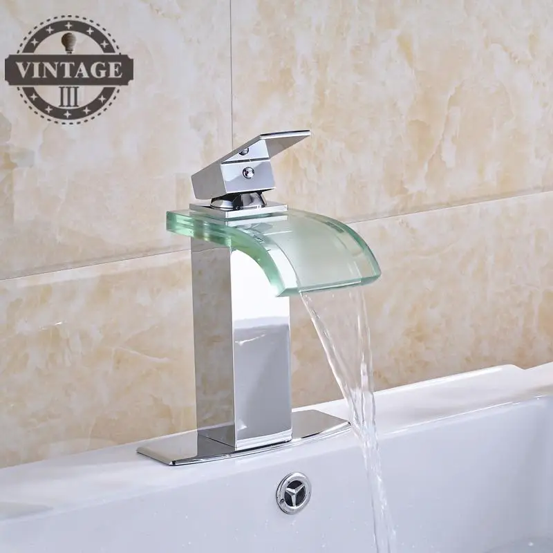Free Shipping Glass and Brass Basin Faucet Chrome Polish Bathroom Tap Hot Cold Water | Обустройство дома