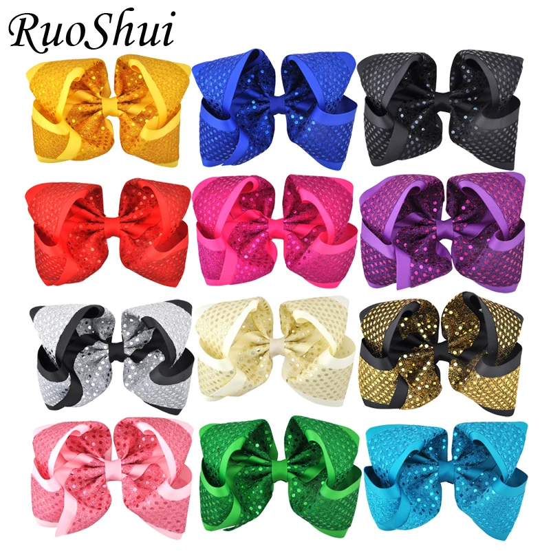 12 шт./лот 8 дюймов изысканный бант с блестками ободок для волос лента из корсажа