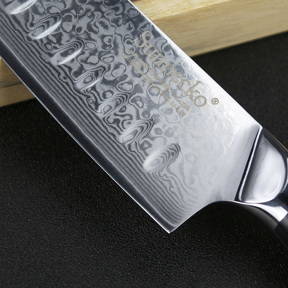 SUNNECKO 3 шт. дамасский кухонный набор ножей Santoku ножи для чистки овощей и фруктов японский VG10 стальная бритва острые кухонные ножи G10 Ручка