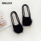 Очень мягкие Бархатные Меховые домашние тапочки, Женские Классические черные Нескользящие тапочки для спальни, домашние тапочки, женские Тапочки