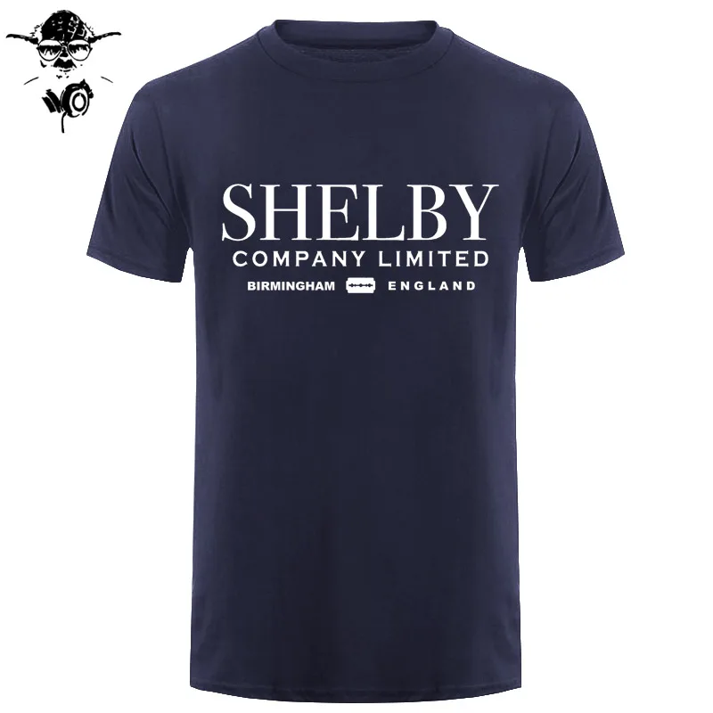 Shelby компания ограниченная вдохновленная Peaky blinds печатные футболки Топ тройник хлопок юморная Мужская футболка с круглым вырезом под горло черный стиль - Цвет: navy white