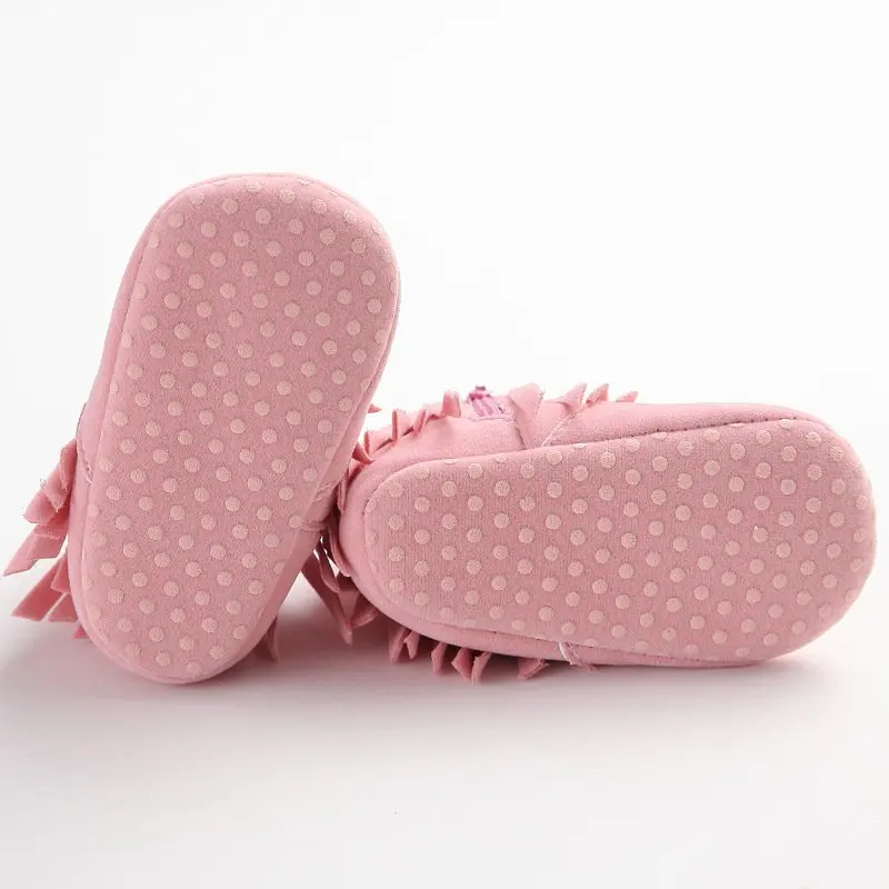 Moccasin Baby Kids Girls Solid Fringe Boots Shoes Infant Soft Soled Anti-slip Booties 0-1Year |