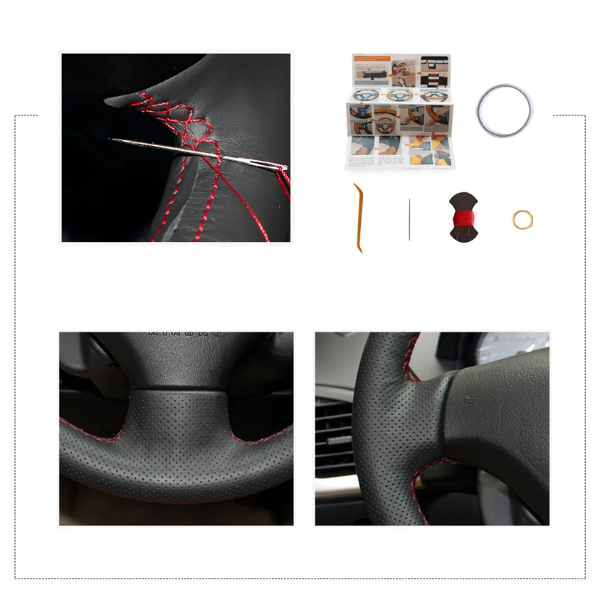 Чехол MEWANT из черной натуральной кожи для Peugeot 206 2007 2009 207 Citroen C2|car steering wheel cover|steering