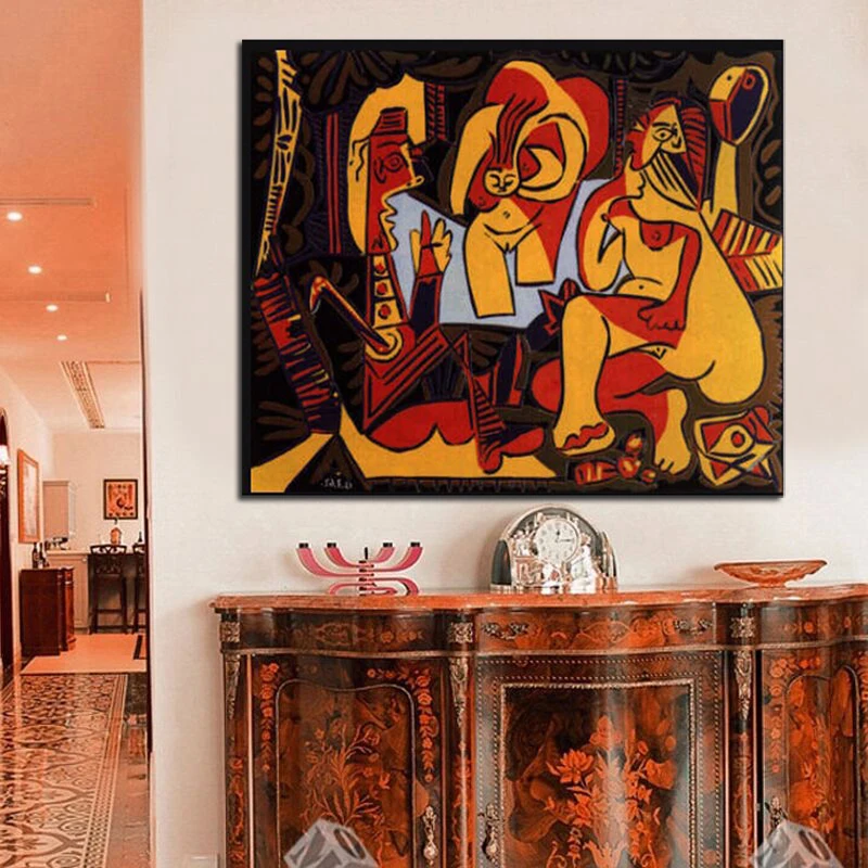 

Pure Hand-Painted Top Quality Modern Abstract Oil Painting On Canvas The Luncheon On The Grass Decorative Wall Pictures Art