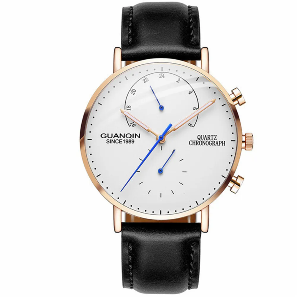 

Relogio Masculino GUANQIN Brand Luxury Watches Men Fashion Creative Chronograph Luminous Analog Retro Leather Strap Quartz Watch