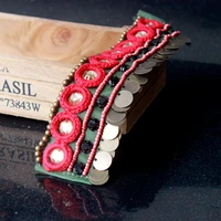handmade red baeded jewelery tassel big shoulder brooch epaulet epaulettes spikesescapulario blazer accessoriespin badge