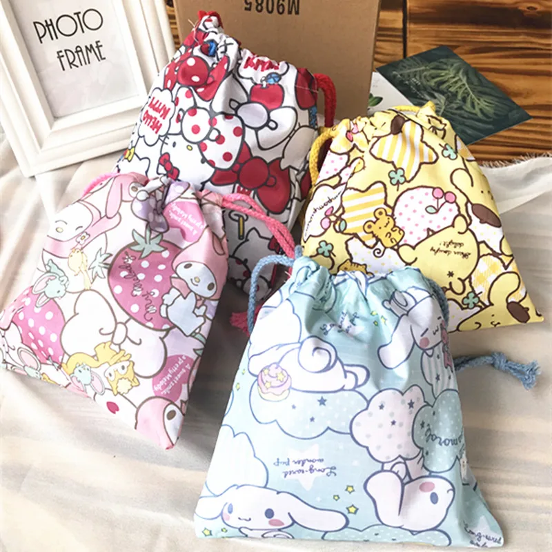 Мультяшный милый Sanrio My Melody Cinnamoroll холщовый мешок на шнурке подарок 21 см* 19 см
