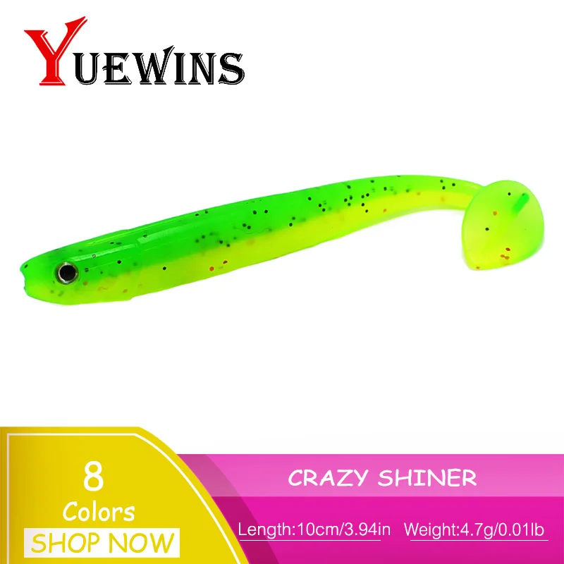YUEWINS 4 шт. Мягкая приманка в виде червя рыболовные приманки T tail fish baits Peche Artificia 100 мм