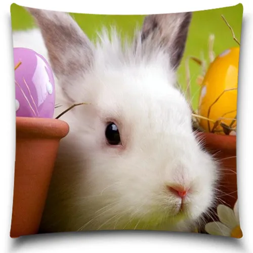 

White Rabbit for Christmas Gift 5 size High Quality Cotton Polyester Decorative Throw Pillow Case Cushion Cover Sofa Home Decor