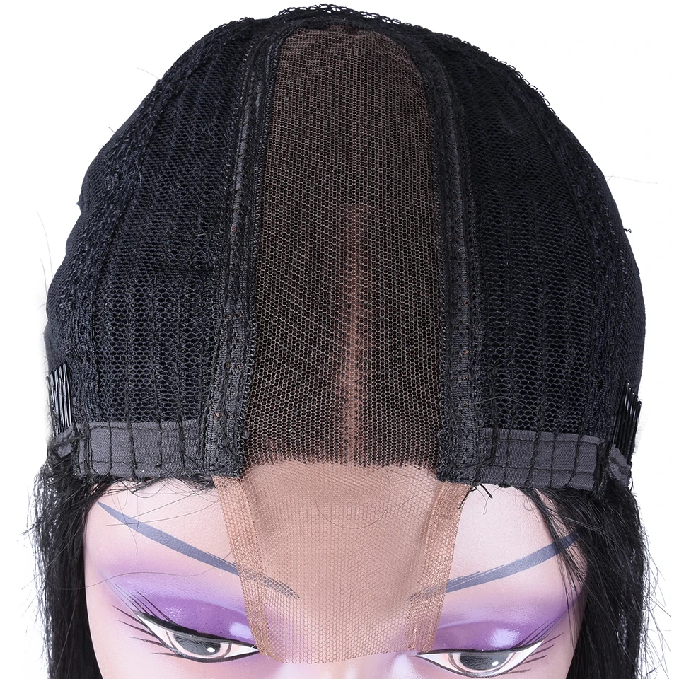 HairUGo малазийские прямые 2*6 шнурка часть парик предварительно выщипанные с волосами младенца не-remy шнурка человеческих волос парики для черных женщин средний коэффициент